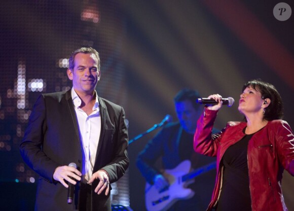 EXCLU - Maurane et Garou lors du concert des rêves et des étoiles organisé par Make a Wish, à Bruxelles, au Palais du Heysel, 14 decembre 2012.