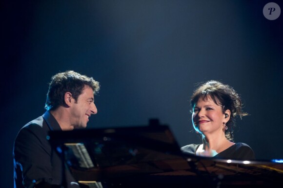 EXCLU - Patrick Bruel et Maurane lors du concert des rêves et des étoiles organisé par Make a Wish, à Bruxelles, au Palais du Heysel, 14 decembre 2012.