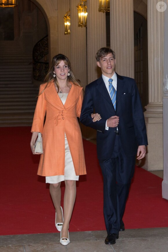 Le prince Louis et la princesse Tessy de Luxembourg. Mariage civil de l'archiduc d'Autriche Christoph de Habsbourg-Lorraine et d'Adélaïde Drapé-Frisch, le 28 décembre 2012 à la mairie de Nancy.