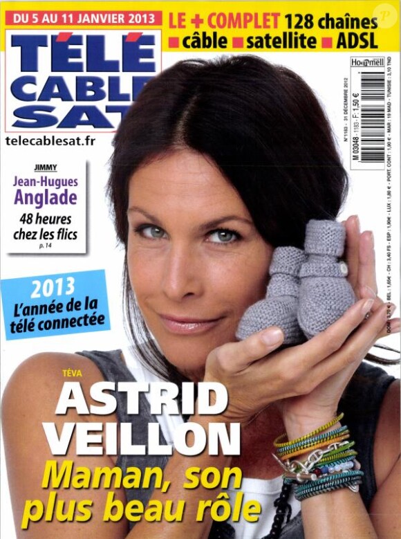 Astrid Veillon en couverture de Télé Cable Sat en kiosques le 31 décembre 2012