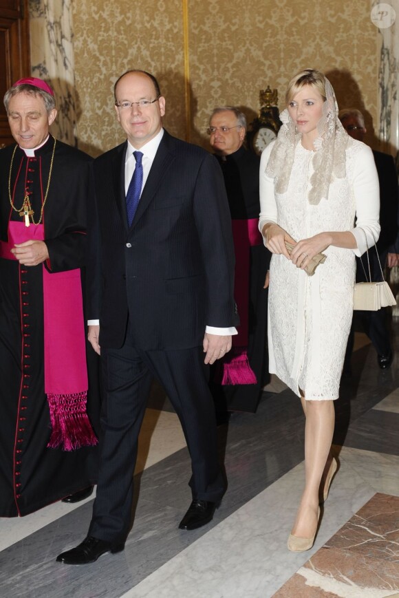 Charlene et Albert de Monaco au Vatican, le 12 janvier 2013.