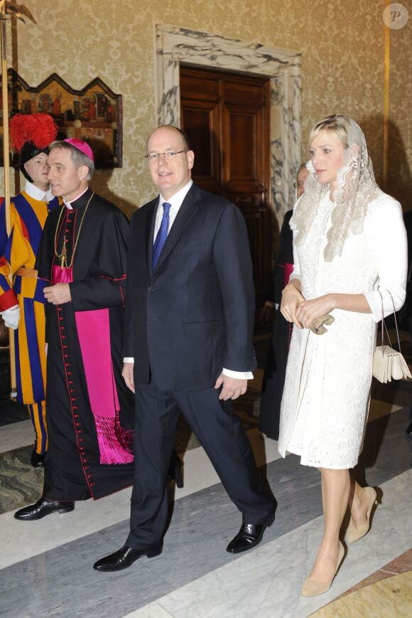 Charlene et Albert de Monaco au Vatican, le 12 janvier 2013.