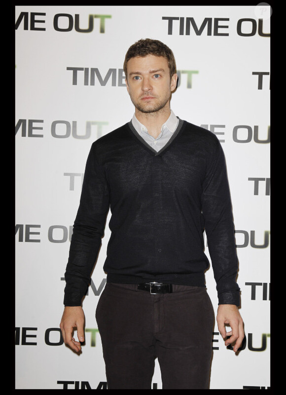 Justin Timberlake au photocall de Time Out, à Paris, le 4 novembre 2011.