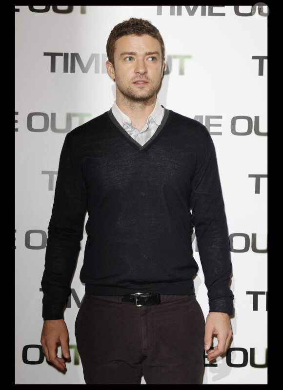 Justin Timberlake au photocall de Time Out, à Paris, le 4 novembre 2011.
