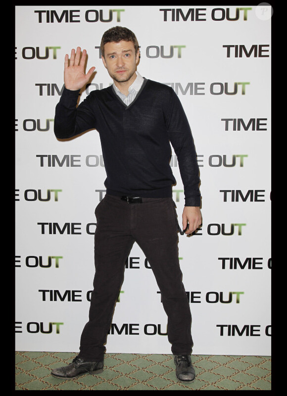 Justin Timberlake au photocall de Time Out, à Paris, le 4 novembre 2011.