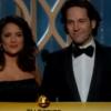Paul Rudd et Salma Hayek font un flop lors des Golden Globes le 13 janvier 2013 pour remettre le prix du meilleur acteur de série