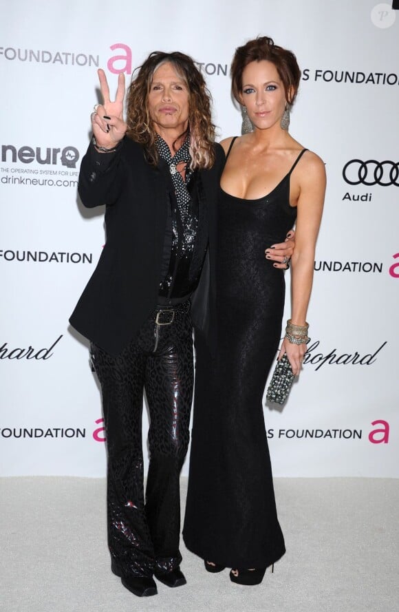 Steven Tyler et son ex-fiancée Erin Brady au Elton John AIDS Foundation Academy Awards qui se déroulait au West Hollywood Park à Hollywood le 26 février 2012