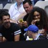 Serena Williams affamée et Patrick Mouratoglou lors du match de Venus Williams au premier tour de l'Open d'Australie à Melbourne le 14 janvier 2013