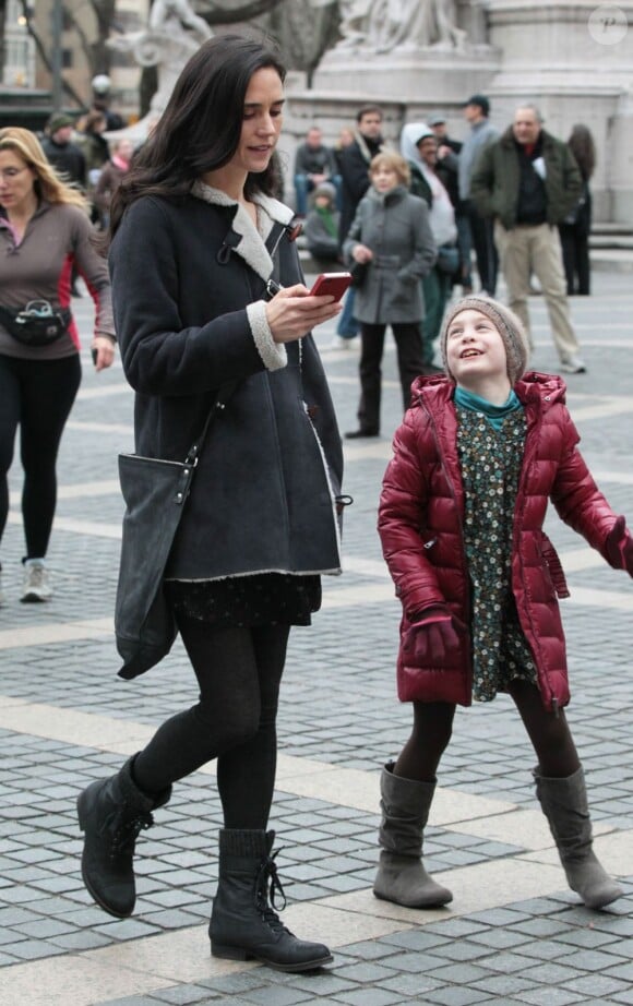L'actrice Jennifer Connelly sur le tournage du film Winter's Tale à New York, le 14 janvier 2013.