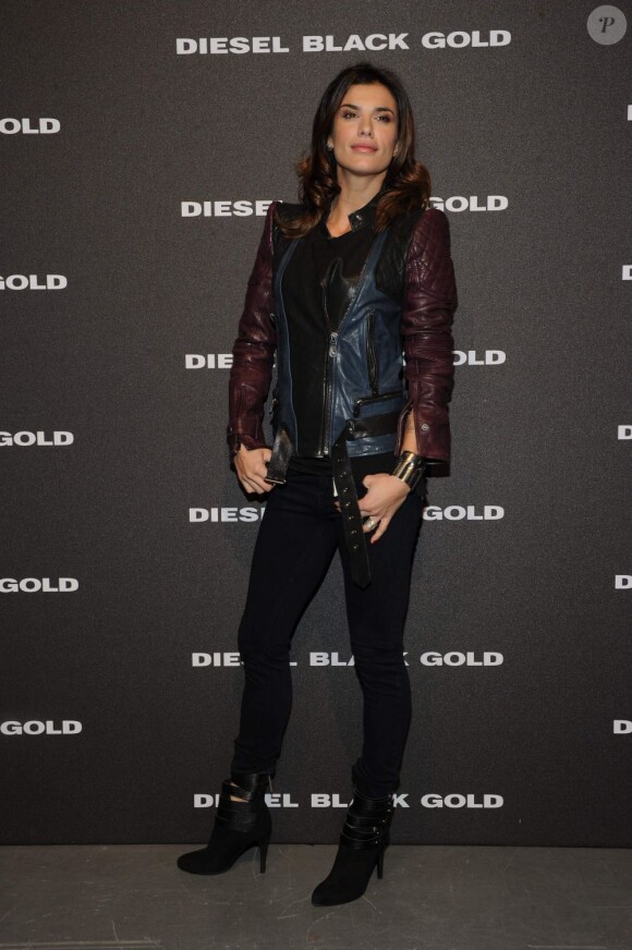 Elisabetta Canalis au défilé "Diesel Black Gold" lors de la Fashion Week de Milan, le 15 janvier 2013.