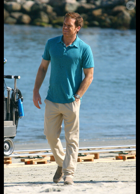 Michael C. Hall sur le tournage de la série Dexter, à Long Beach, le 20 août 2012.