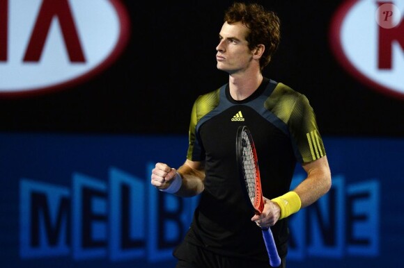 Andy Murray lors de sa victoire en demi-finale de l'Open d'Australie à Melbourne le 25 janvier 2013 face à Roger Federer