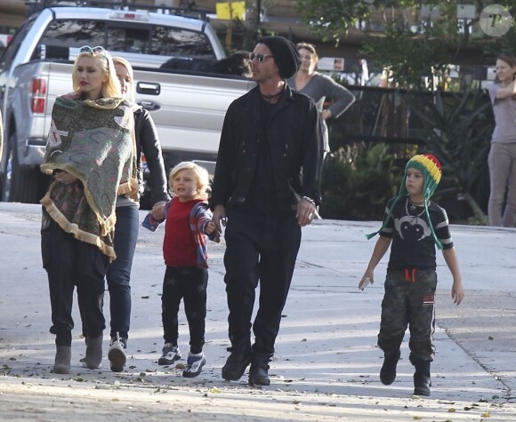 Gwen Stefani, Gavin Rossdale et leurs enfants Kigston et Zuma se rendent dans un jardin botanique à Los Angeles, le 26 janvier 2013.