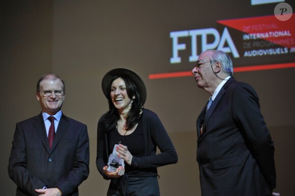 Francois Sauvagnargues, Didier Decoin et Connie Walther lors de la remise des Fipa d'or le 26 janvier 2013 à Biarritz
