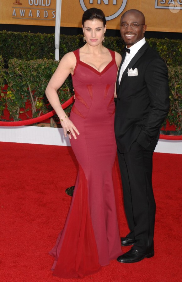 Idina Menzel et son mari Taye Diggs à Los Angeles, le 27 janvier 2013.
