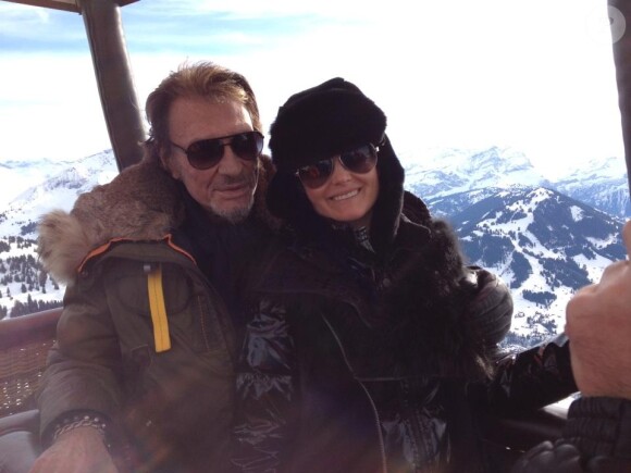 Johnny et Laeticia à Gstaad le 6 janvier 2013.