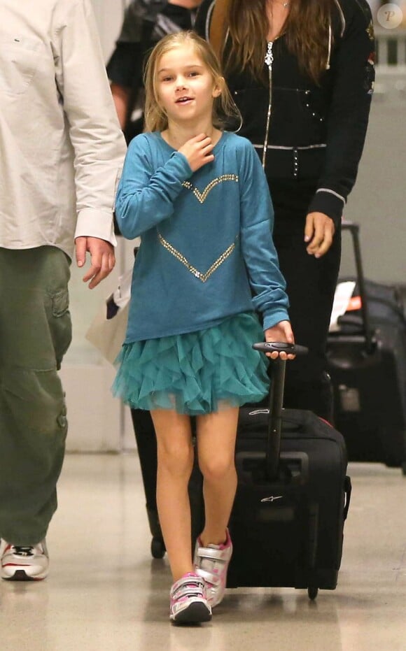 Christian Bale, sa femme Sandra Sibi Blazic et leur fille Emmeline arrivent à Los Angeles, le 31 janvier 2013.