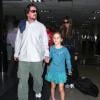 Christian Bale, sa femme Sandra Sibi Blazic et leur fille Emmeline arrivent à l'aéroport de Los Angeles, le 31 janvier 2013.