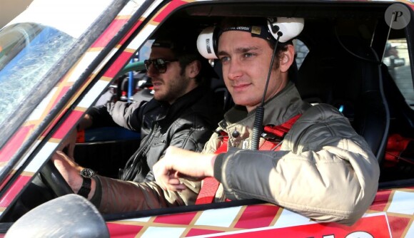 Pierre Casiraghi à Monaco le 31 janvier 2013, lors de sa participation avec son ami Jean-Thierry Besins au XVIe Rallye Monte-Carlo historique, au volant d'une Renault 5 Alpine aux couleurs de la principauté.