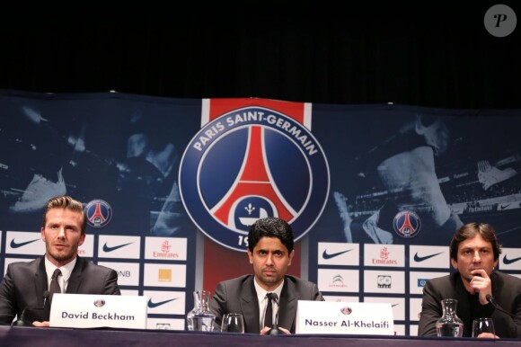 David Beckham, lors de la conférence de presse organisée par le PSG, le 31 janvier 2013.