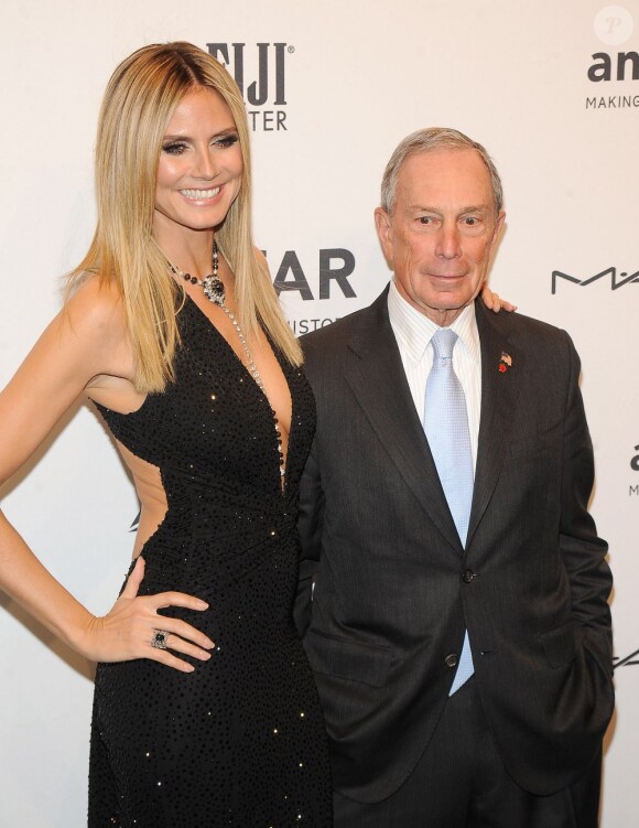 Michael Bloomberg, Heidi Klum au gala de l'amfAR à New York, le 6 février 2013. La soirée avait pour but de réunir des fonds pour la recherche contre le sida.