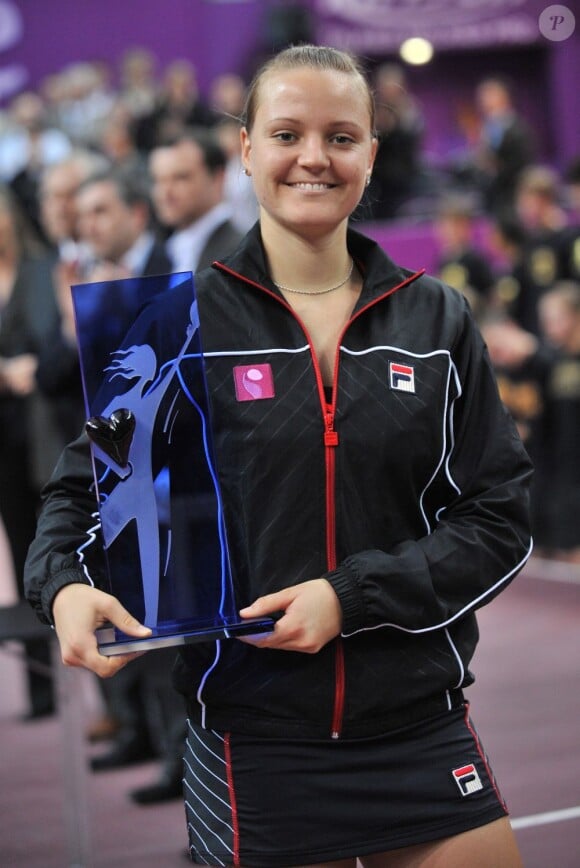 Agnes Szavay, ravie après sa finale perdue lors de l'Open gaz de France le 10 février 2008 à Paris