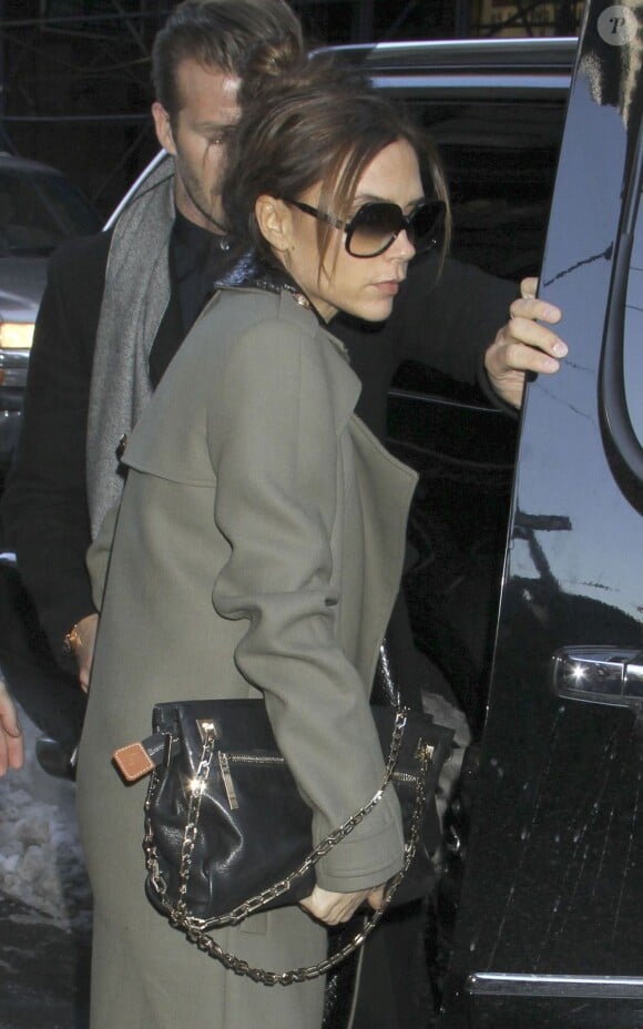 Victoria et David Beckham lors de la Fashion Week de New York le 10 février 2013.