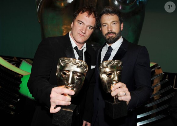 Quentin Tarantino et Ben Affleck lors de la cérémonie des BAFTA à Londres le 10 février 2013