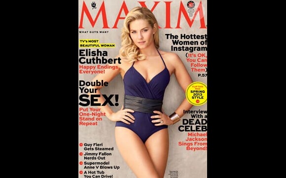 Elisha Cuthbert élue la femme la plus sexy de la télévision par le magazine Maxim, dans son issue du mois de février 2013.