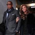 Jay-Z et Beyoncé Knowles pour la cérémonie officialisant le second mandat de Barack Obama, le 21 janvier 2013 à Washington.