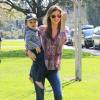 La spelndide Miranda Kerr et son fils Flynn au parc Coldwater Canyon à Beverly Hills, le 17 fevrier 2013.