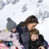 La princesse Marie et le prince Joachim de Danemark aux sports d'hiver avec leurs enfants, à Villars-sur-Ollon, le 13 février 2013.