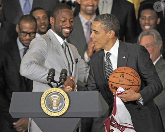Barack Obama et Dwyane Wade à la Maison Blanche le 28 janvier 2013