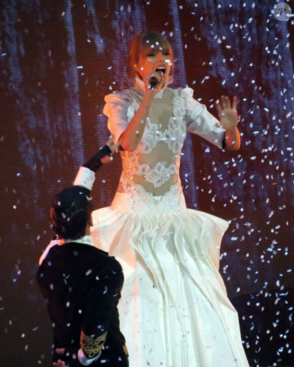 Taylor Swift sur la scène des Brit Awards 2013 à Londres, le 20 février 2013.