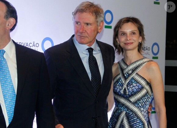 Calista Flockhart avec Harrison Ford au lancement de la branche brésilienne de l'organisation Conservation Internationa à Sao Paolo le 20 février 2013
