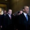 Voici des photos officielles sur les coulisses de l'investiture de Barack Obama et sur la vie à la Maison Blanche. Le président qui se rend à l'aile ouest du Capitole sourit au côté de John Boehner, porte-parole de la Maison Blanche. Le 21 janvier 2013 à Washington.