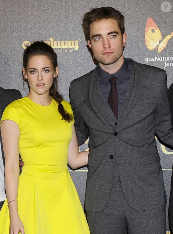 Kristen Stewart et Robert Pattinson à l'avant-première du film Twilight, Chapitre 5 : Révélation 2e partie, à Madrid, le 15 novembre 2012.