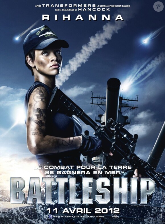 Affiche de Battleship avec Rihanna, récompensée du prix de la pire actrice dans un second rôle aux Razzie Awards 2013.