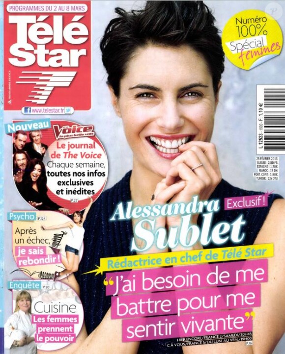 Alessandra Sublet en couverture de Télé Star en kiosques le 25 février 2013