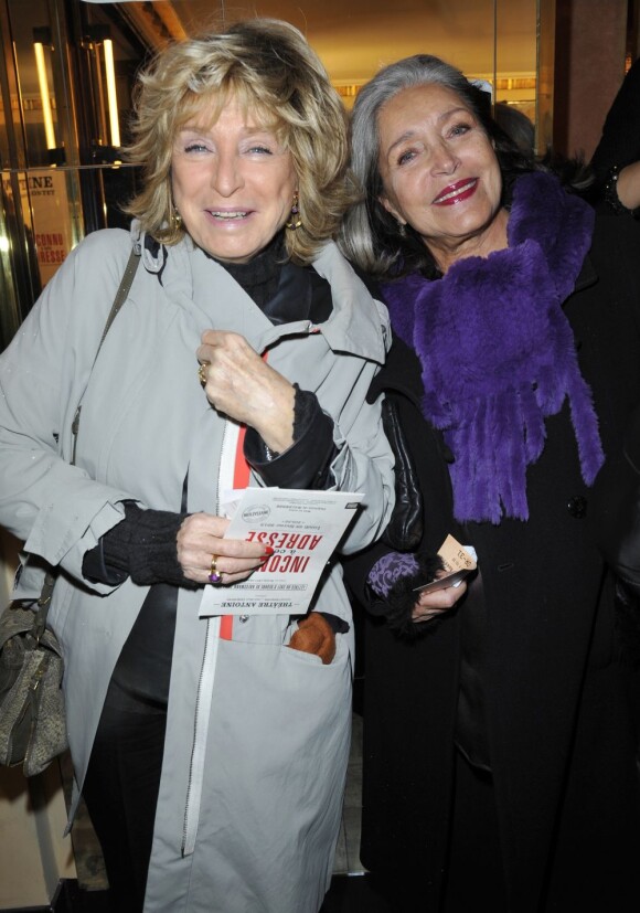 Danièle Thompson et Françoise Fabian pour la 200e d'"Inconnu à cette adresse" au Théâtre Antoine à Paris, le 25 février 2013.