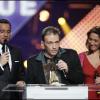 Jean-Luc Delarue, Daniel Darc, Daniela Lumbroso lors des 20e Victoires de la musique. Le 5 mars 2005.