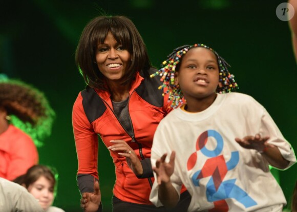 Michelle Obama a fait une démonstration de danse à Chicago, le 28 février 2013.