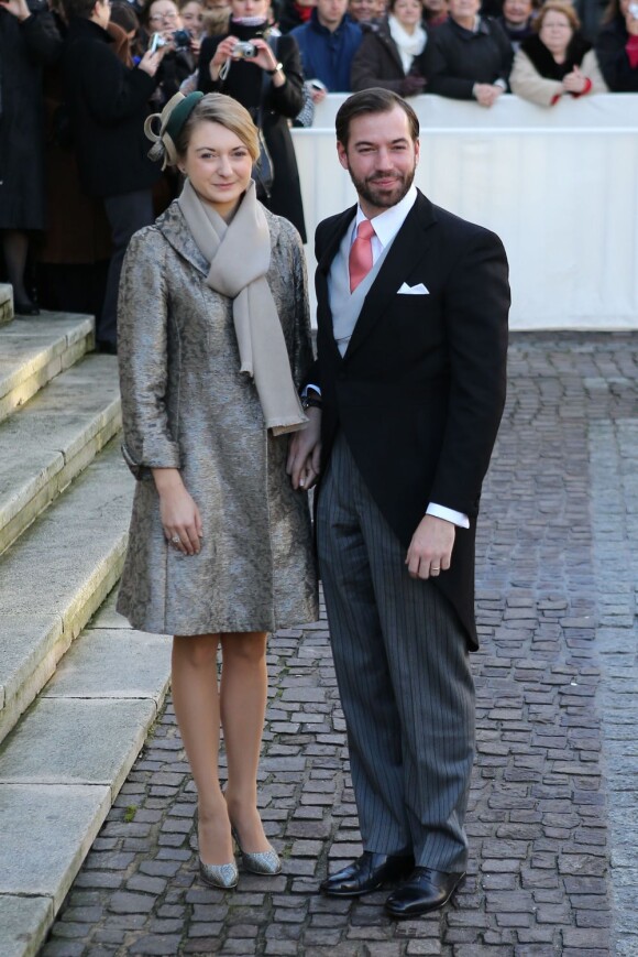 Le Prince Guillaume de Luxembourg et son épouse, Stéphanie de Lannoy, à Nancy, le 29 décembre 2012.