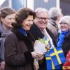 Carl XVI Gustaf de Suède et la reine Silvia en visite dans la ville de Oskarshamn, dans le comté de Kalmar, à l'occasion du jubilé du roi, le 5 mars 2013.