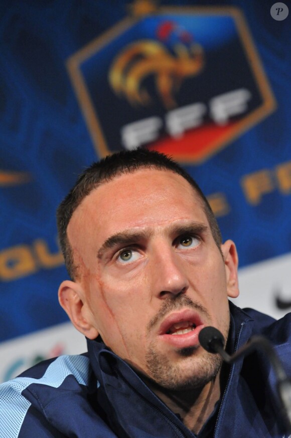 Franck Ribéry lors d'une conférence de presse au Stade de France à Saint-Denis le 5 février 2013s