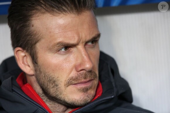 David Beckham lors du match de Ligue des champions entre le PSG et Valence (1-1) au Parc des Princes à Paris le 6 mars 2013