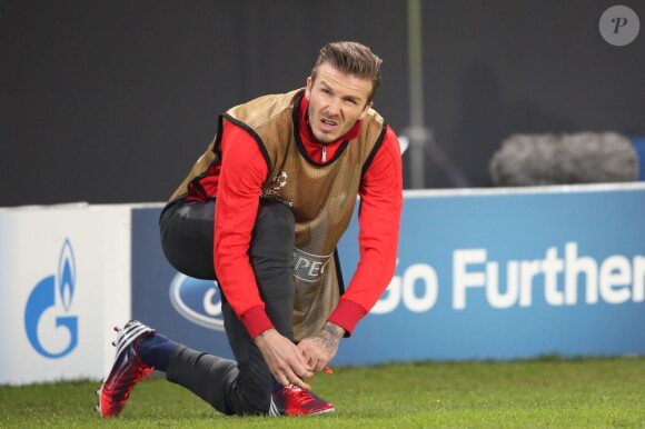 David Beckham lors du match de Ligue des champions entre le PSG et Valence (1-1) au Parc des Princes à Paris le 6 mars 2013