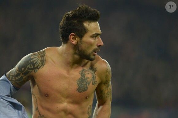 Ezequiel Lavezzi lors du match de Ligue des champions entre le PSG et Valence (1-1) au Parc des Princes à Paris le 6 mars 2013