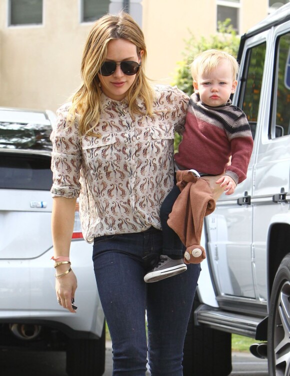 Hilary Duff emmène son fils Luca à l'école à Sherman Oaks, le 6 mars 2013.