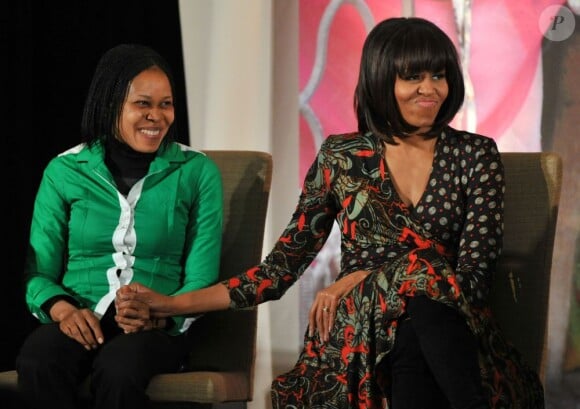 Michelle Obama et Fartuun Adan qui vien de recevoir un prix Femme de courage à Washington le 8 mars 2013.